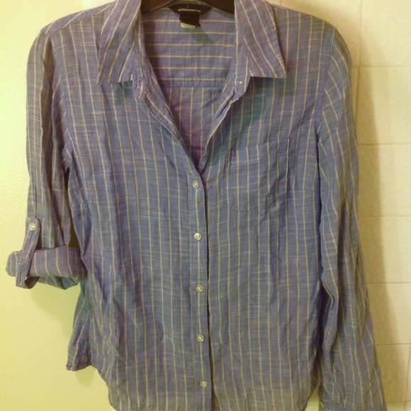 Blue pin stripe women's button up - Picture 2 of 3
